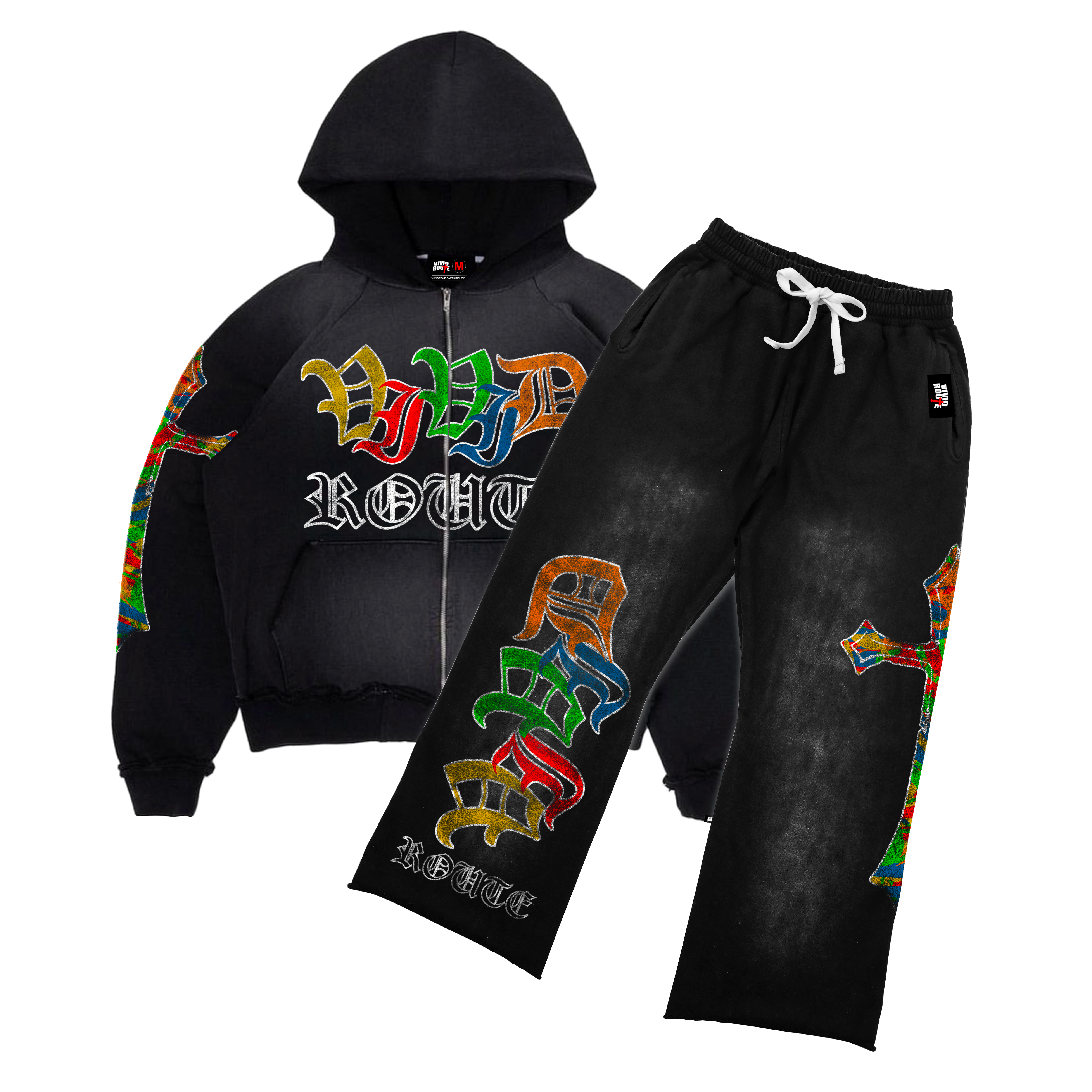 BLACK "CROSSARM" SWEATSUIT