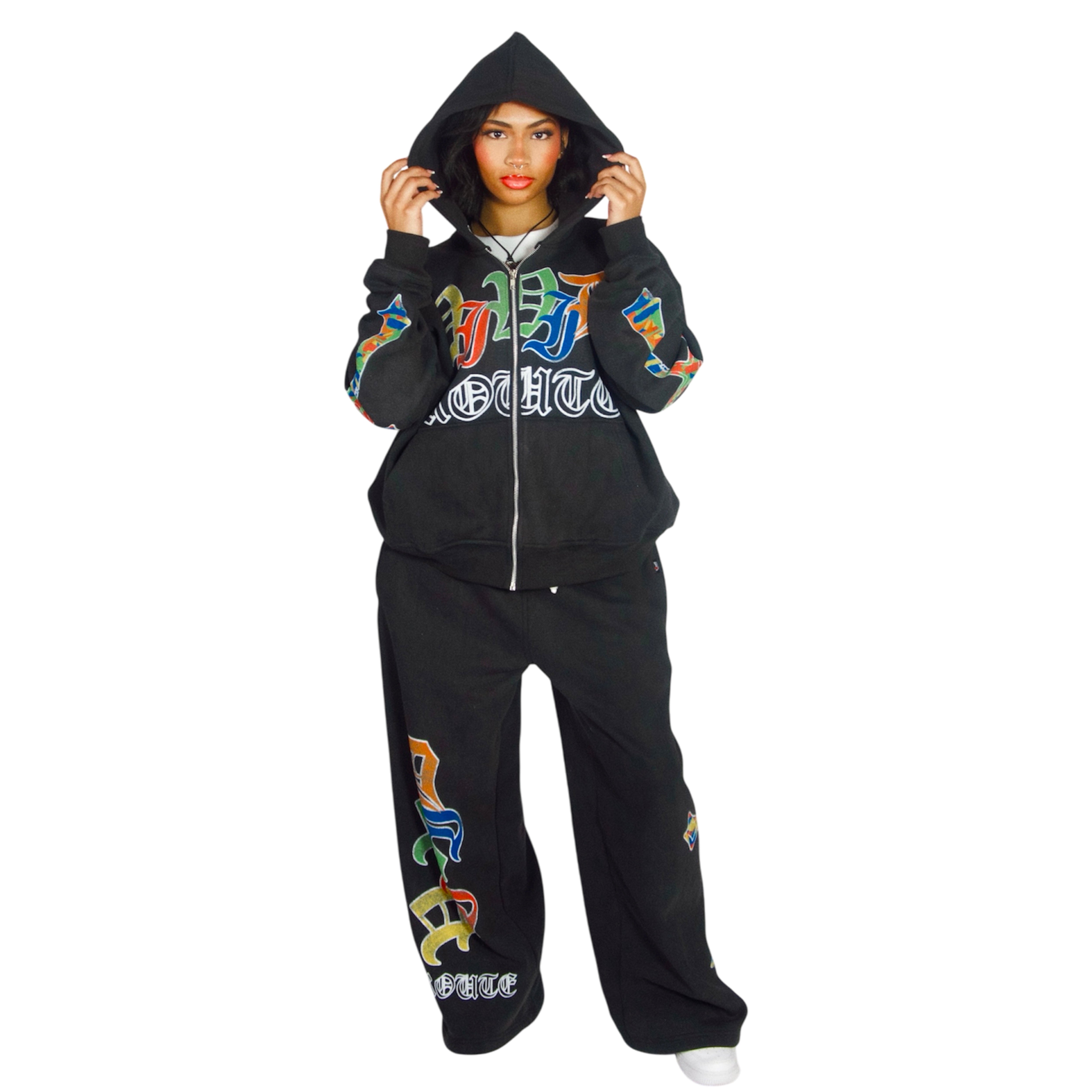 BLACK "CROSSARM" SWEATSUIT