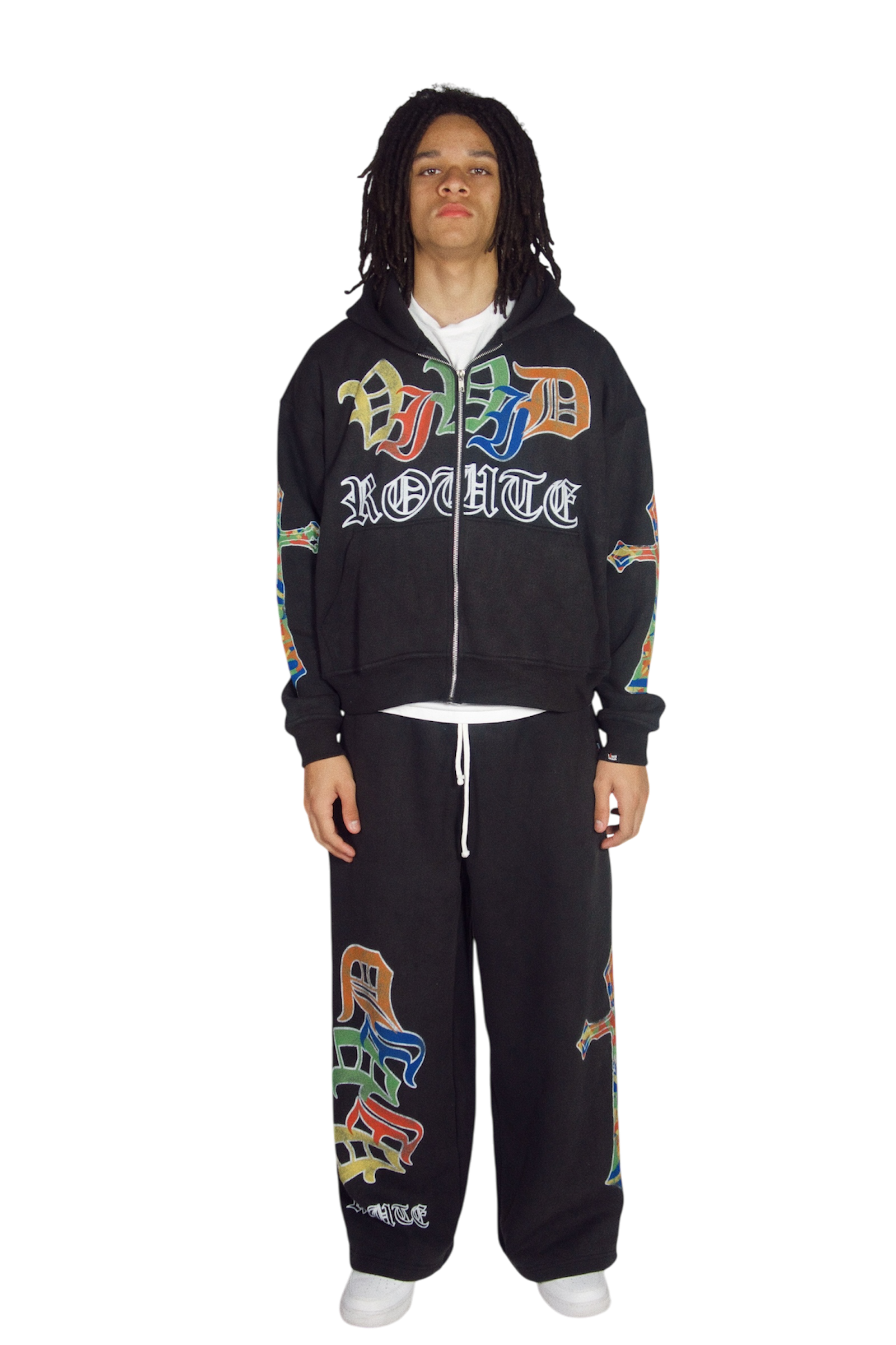 BLACK "CROSSARM" SWEATSUIT