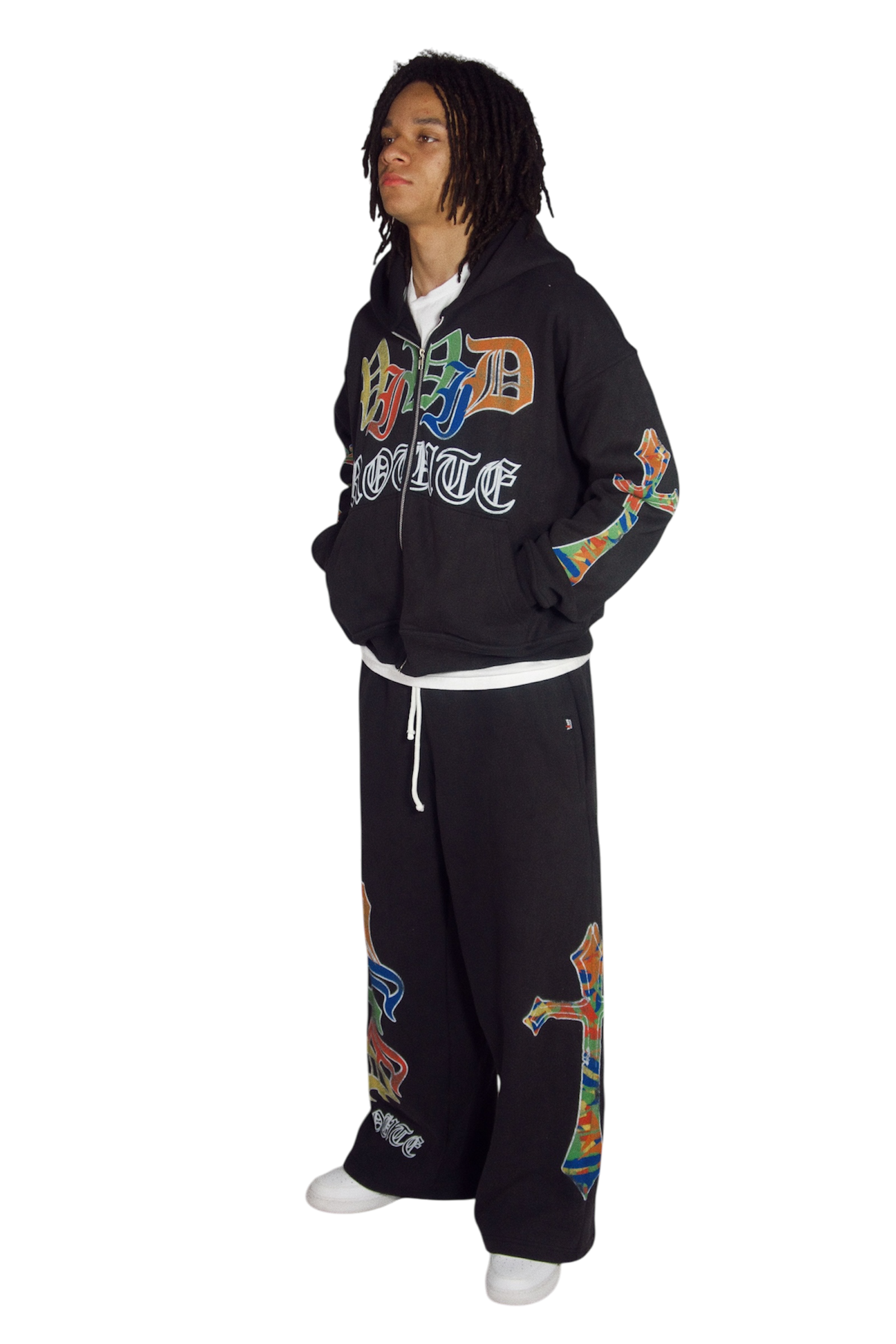 BLACK "CROSSARM" SWEATSUIT