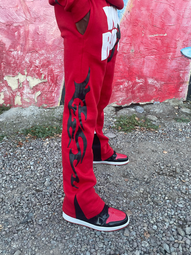 RED FALL FLARE PANTS